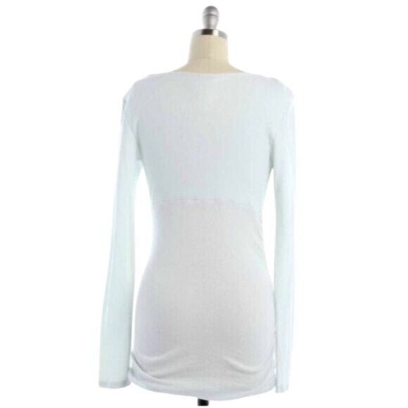 Michael Stars White Metallic Ruched Side V-Neck Tunic - Picture 3 of 9